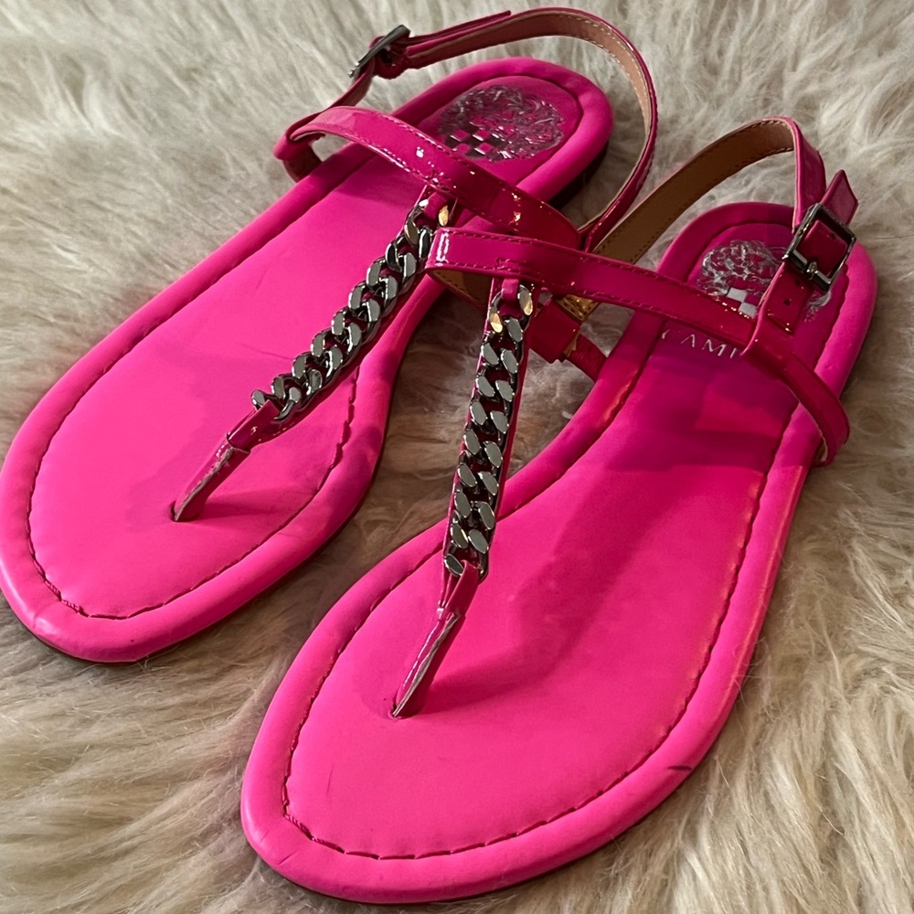 Vince Camuto Pink Sandals with Metallic Chain Detail
